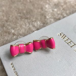 Kate Spade - pink and gold bow earrings